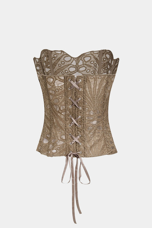 Mesh Lace Tie Back Tube Top
