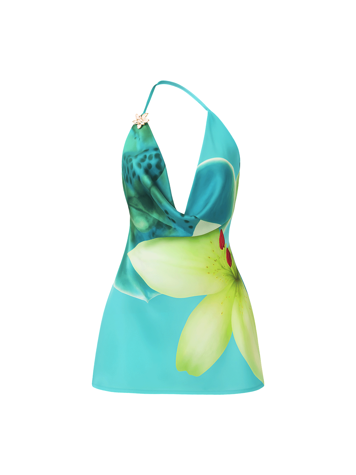 Azure Bloom Slip Mini Dress
