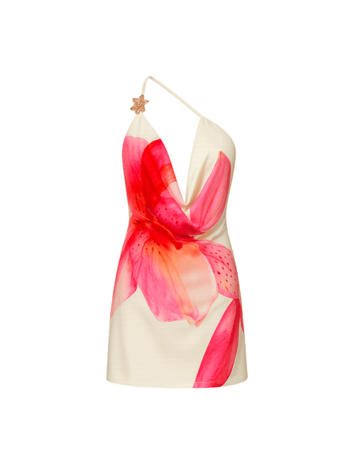 Lily Flame One Shoulder Asymmetrical  Mini Dress