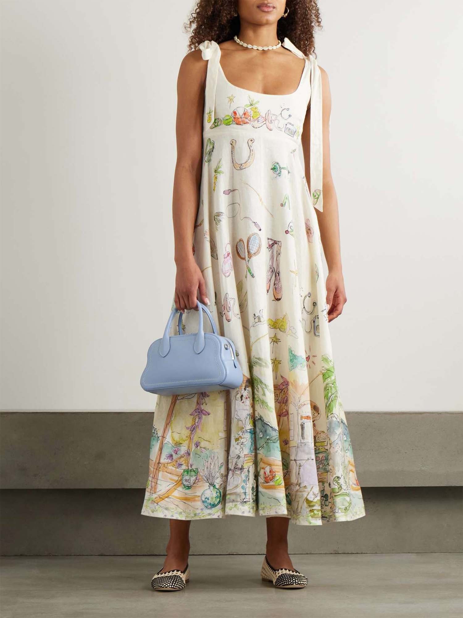 Cream Tie Shoulder Midi Dress