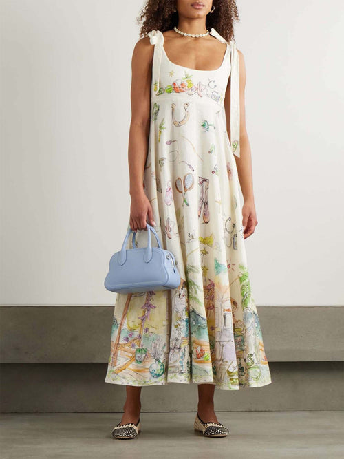 Cream Tie Shoulder Midi Dress