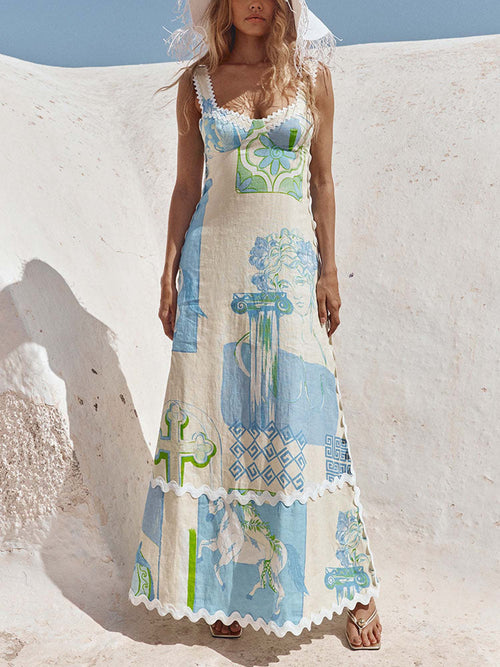 Santorini Charm Halter Maxi Dress