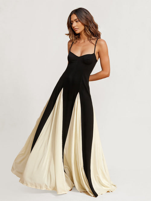 Chic Contrast Black and White Maxi Dress