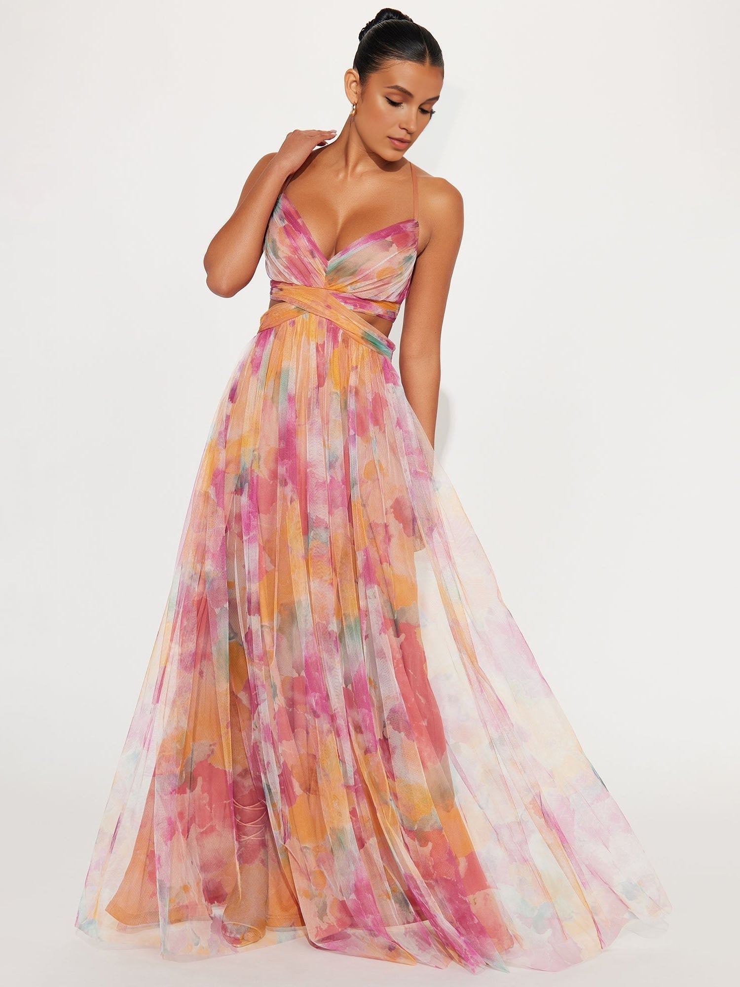 Floral Cross-Back Maxi Dress