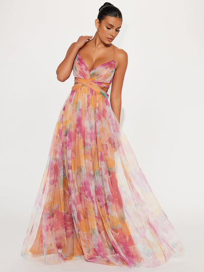 Floral Cross-Back Maxi Dress