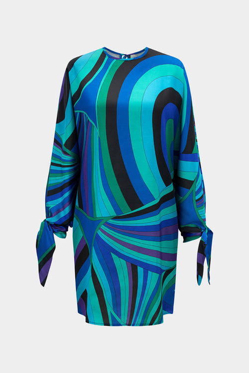 Geometric Tie-Cuff Mini Dress