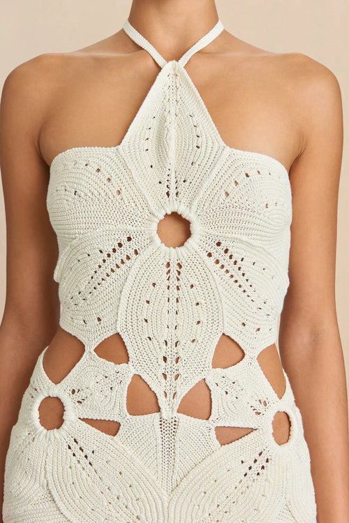 White Crochet Cutout Mini Dress