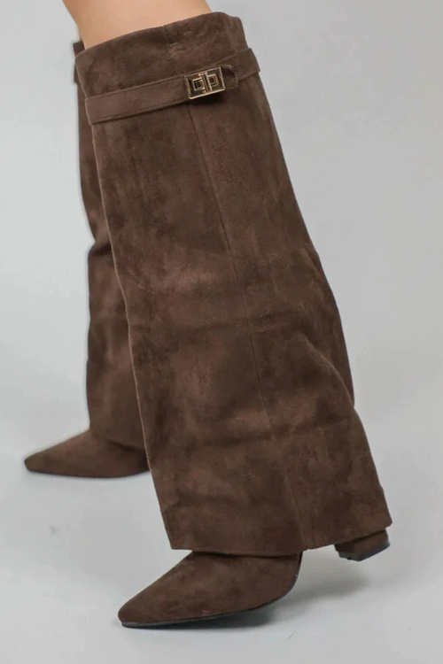 Marcelline Faux Suede Fold Over Boots