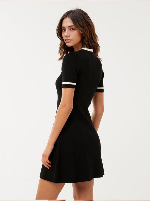 Classic Contrast Button Mini Dress