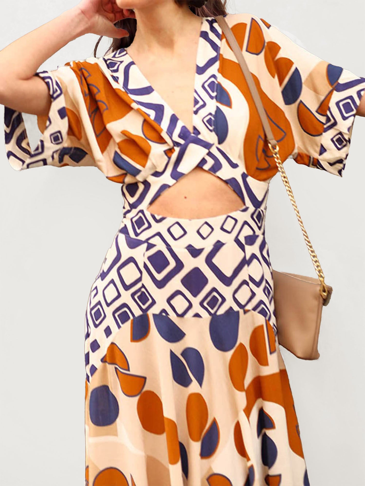 Graphic Print Maxi Dress with Flowing Silhouette