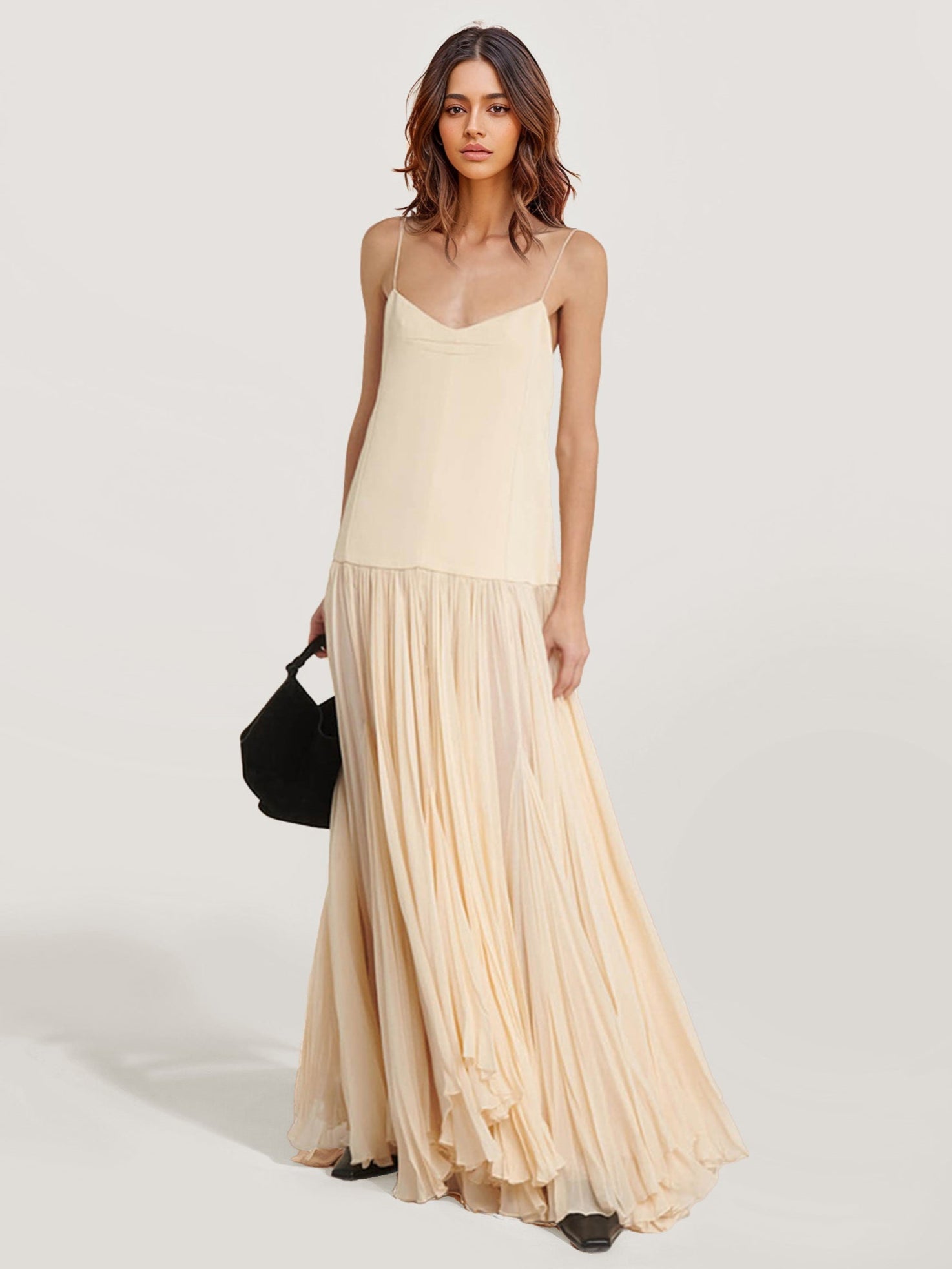 Simple Pleated Maxi Dress