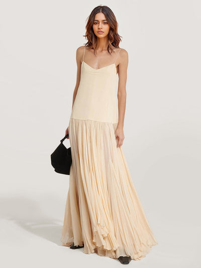 Simple Pleated Maxi Dress