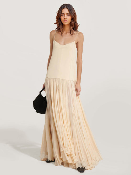 Simple Pleated Maxi Dress