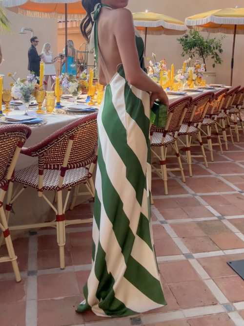 Jade Cascade Halter Maxi Dress