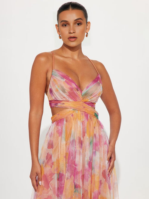 Floral Cross-Back Maxi Dress