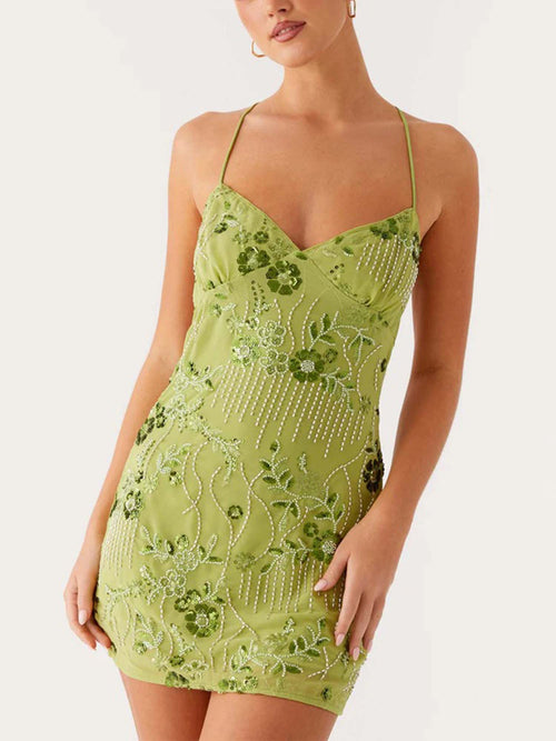 Green Lace Corset Mini Dress