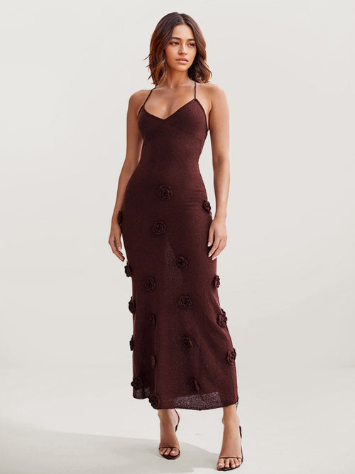 Floral Appliqué Maxi Dress