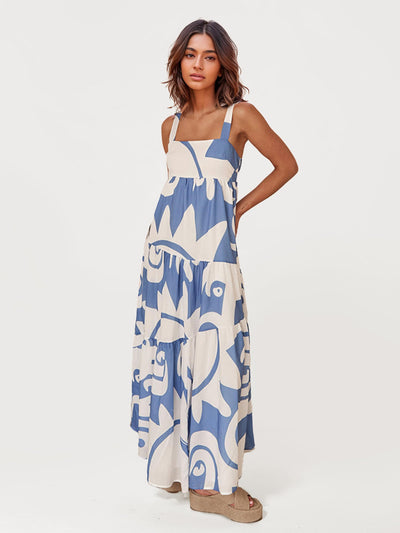 Bohemian Floral Tie-Dye Maxi Dress