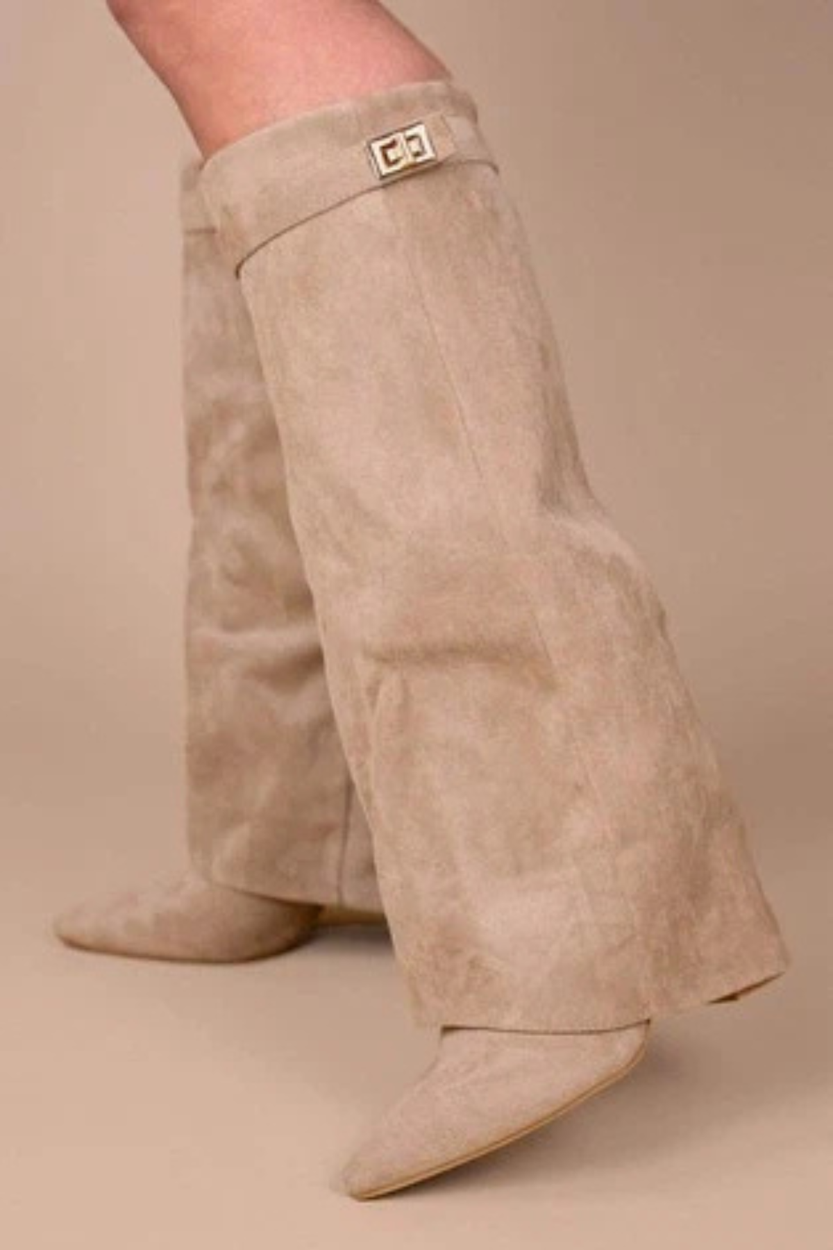 Marcelline Faux Suede Fold Over Boots