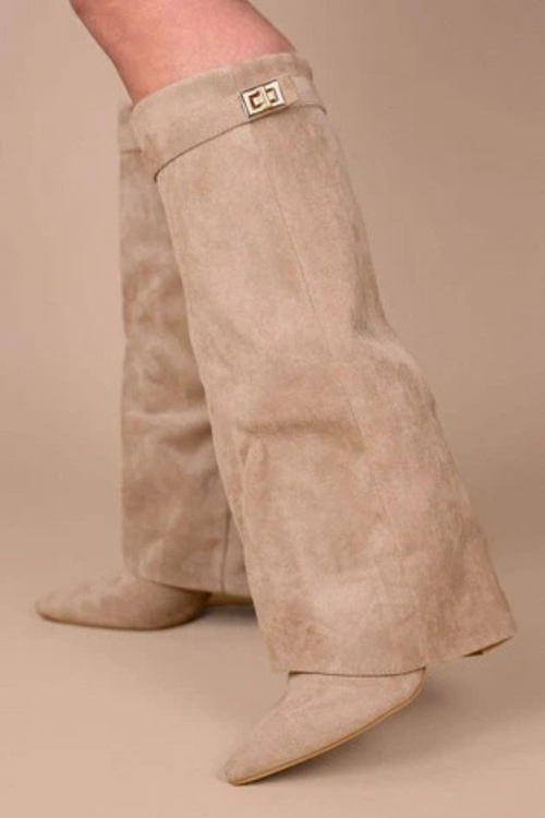 Marcelline Faux Suede Fold Over Boots
