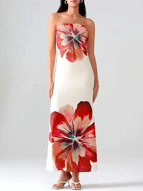 Floral Strapless Maxi Dress