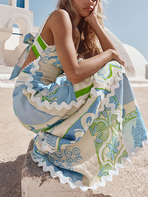 Santorini Charm Halter Maxi Dress