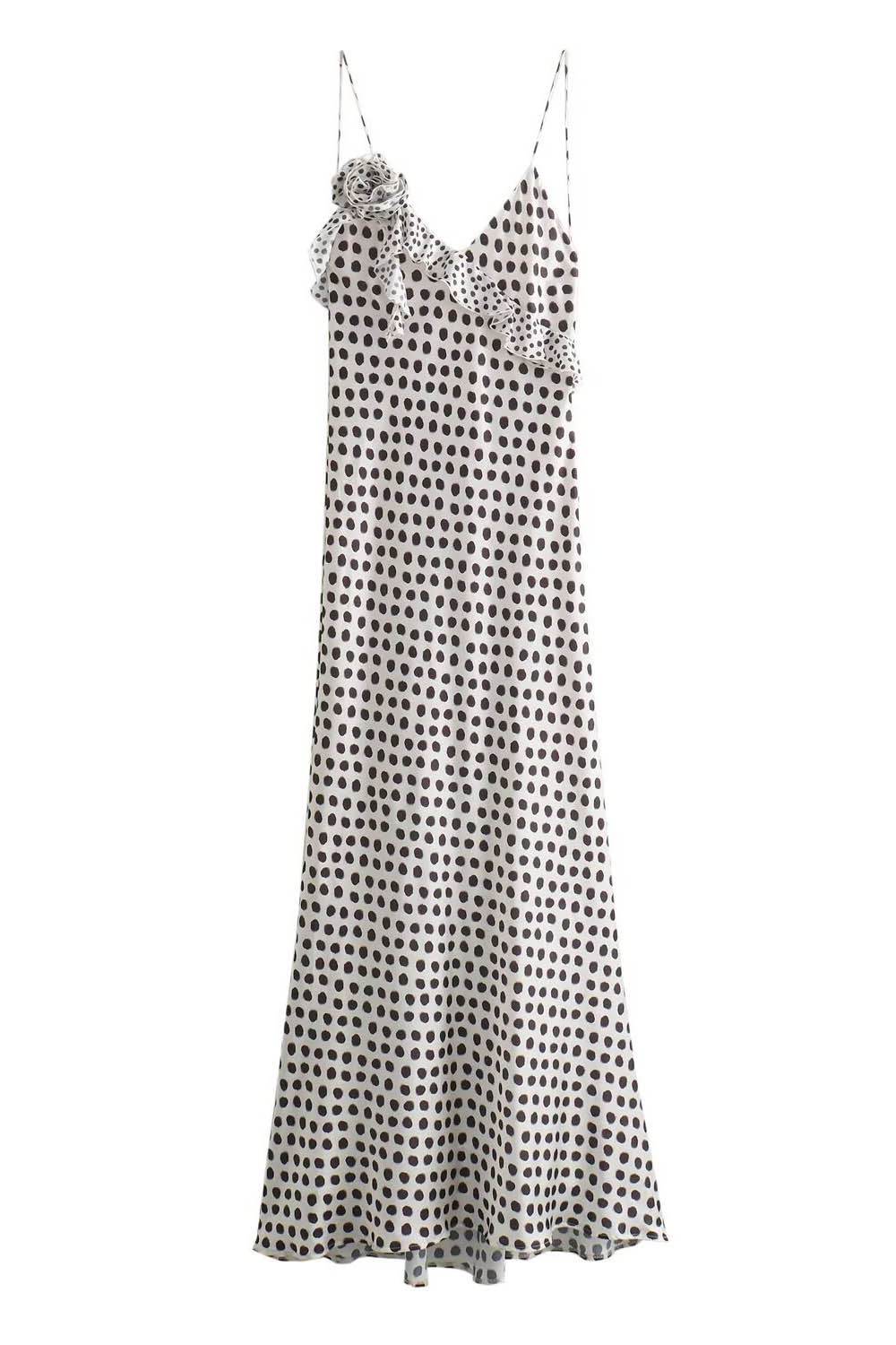 Talyor Ruffle Cross Polka Maxi Dress
