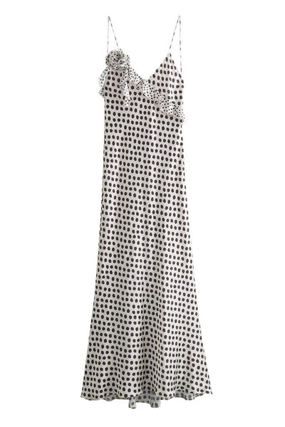 Talyor Ruffle Cross Polka Maxi Dress