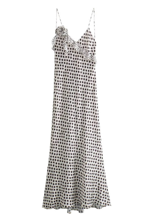 Talyor Ruffle Cross Polka Maxi Dress