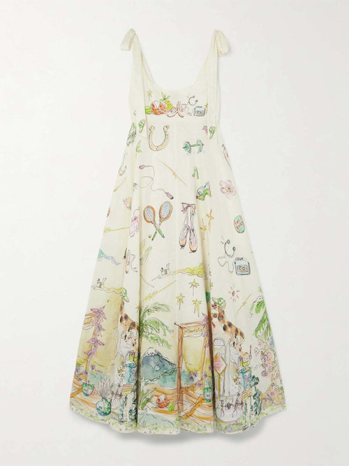 Cream Tie Shoulder Midi Dress