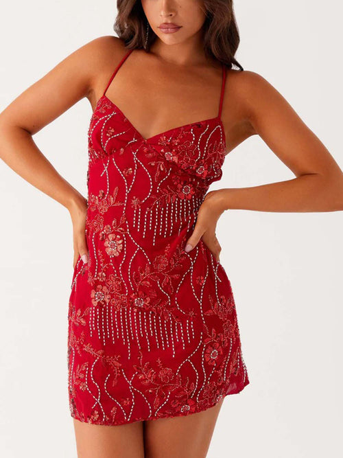 Red Lace Corset Mini Dress