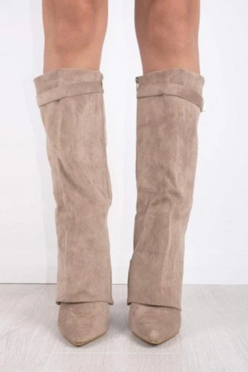 Marcelline Faux Suede Fold Over Boots