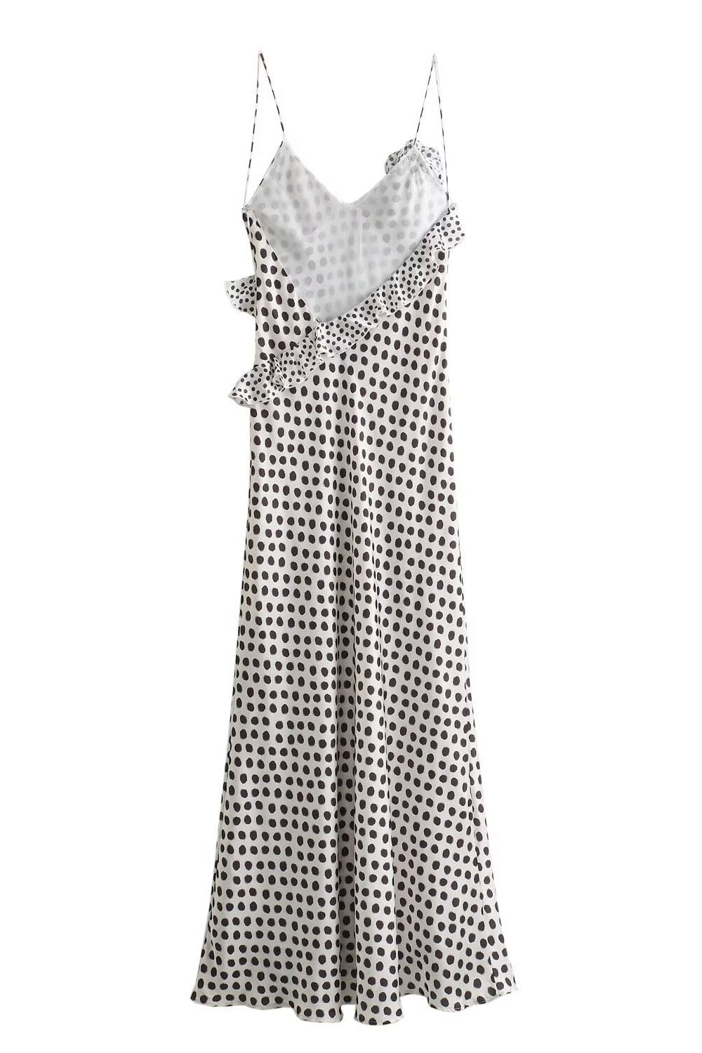 Talyor Ruffle Cross Polka Maxi Dress