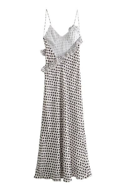 Talyor Ruffle Cross Polka Maxi Dress