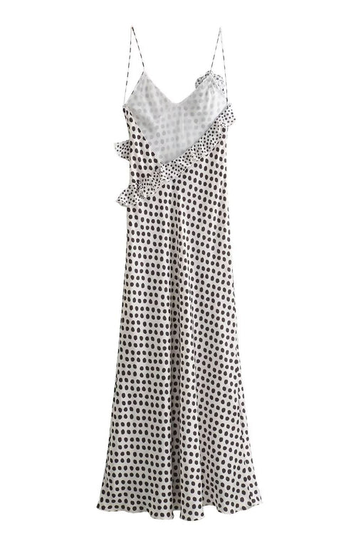 Talyor Ruffle Cross Polka Maxi Dress