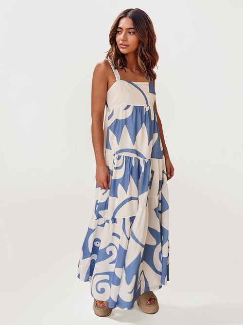Bohemian Floral Tie-Dye Maxi Dress