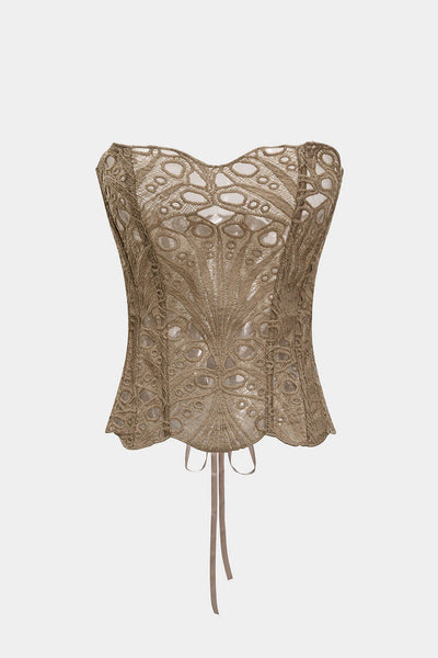 Mesh Lace Tie Back Tube Top