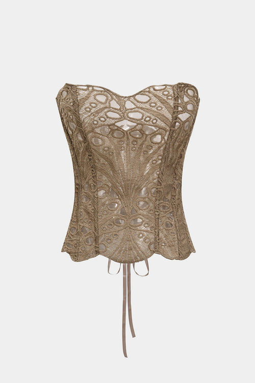 Mesh Lace Tie Back Tube Top