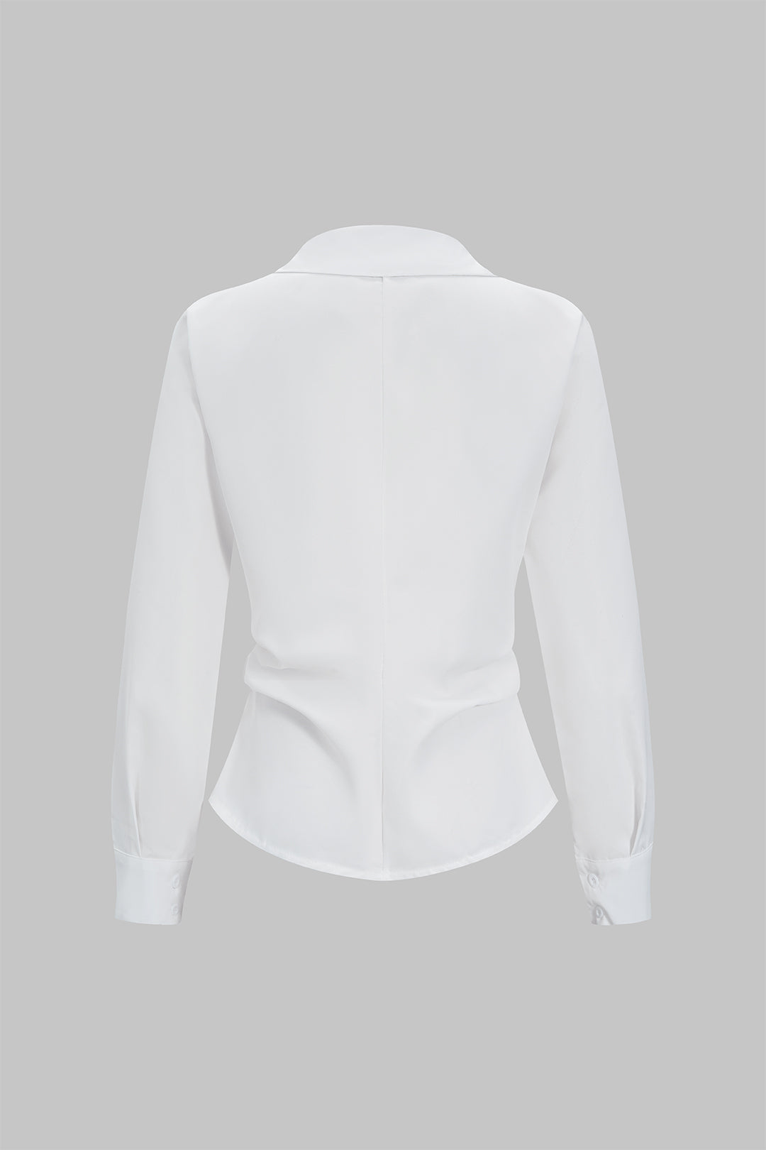 Button Irregular Ruched Long-Sleeve Shirt