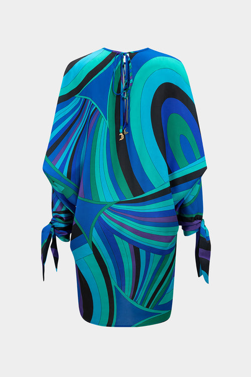 Geometric Tie-Cuff Mini Dress