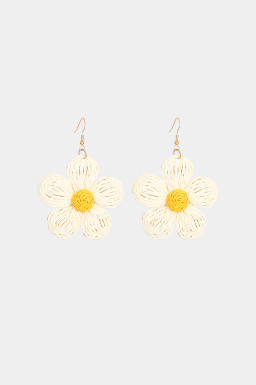 Straw Woven Flower Earrings