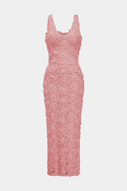 Appliques V-neck Slit Maxi Dress