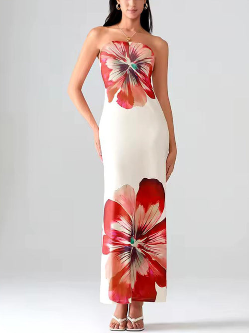 Floral Strapless Maxi Dress