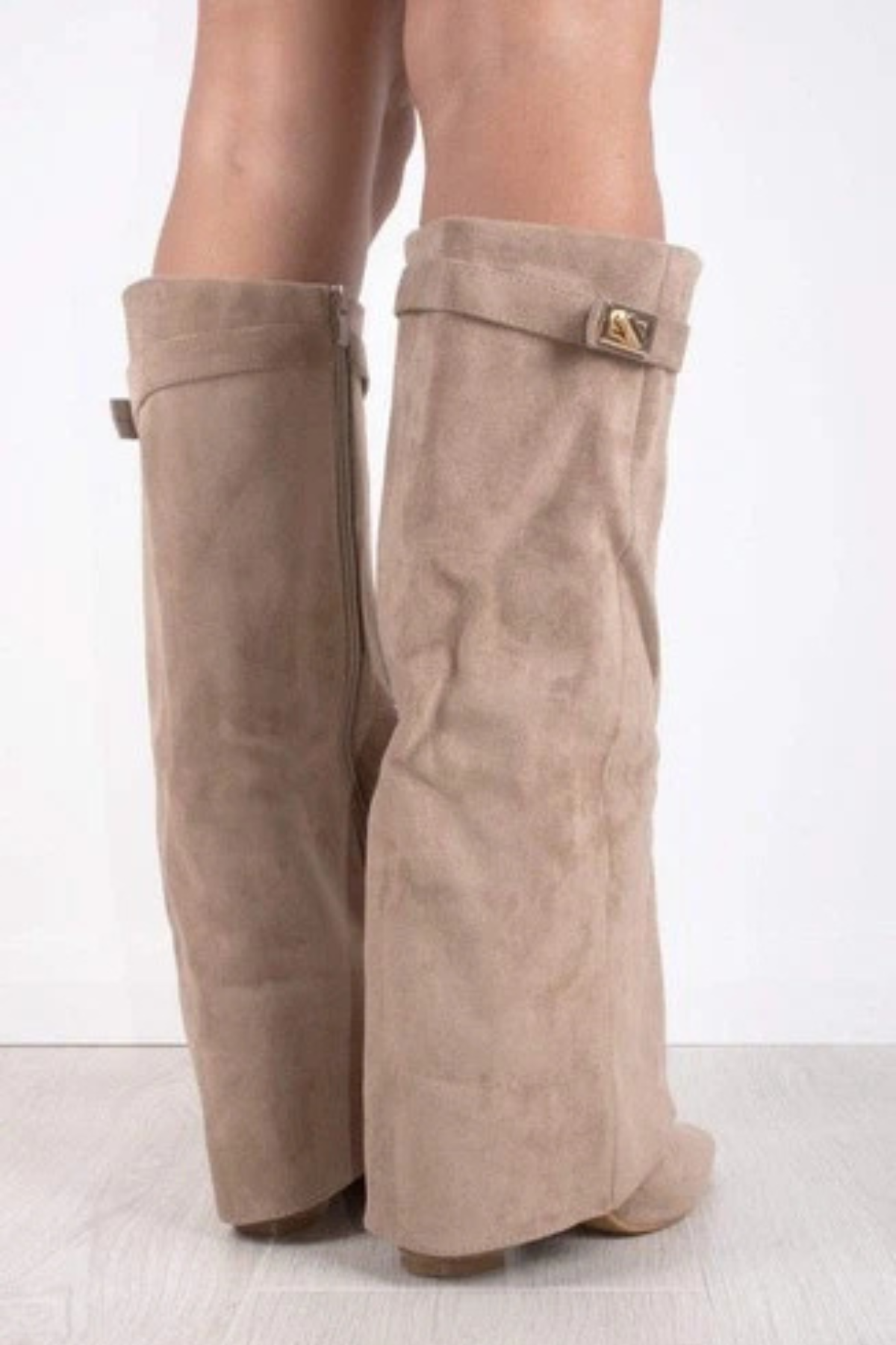 Marcelline Faux Suede Fold Over Boots