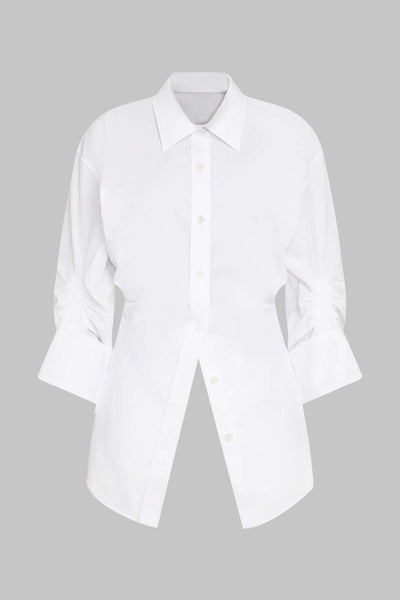 Ruched Button Long-Sleeve Shirt