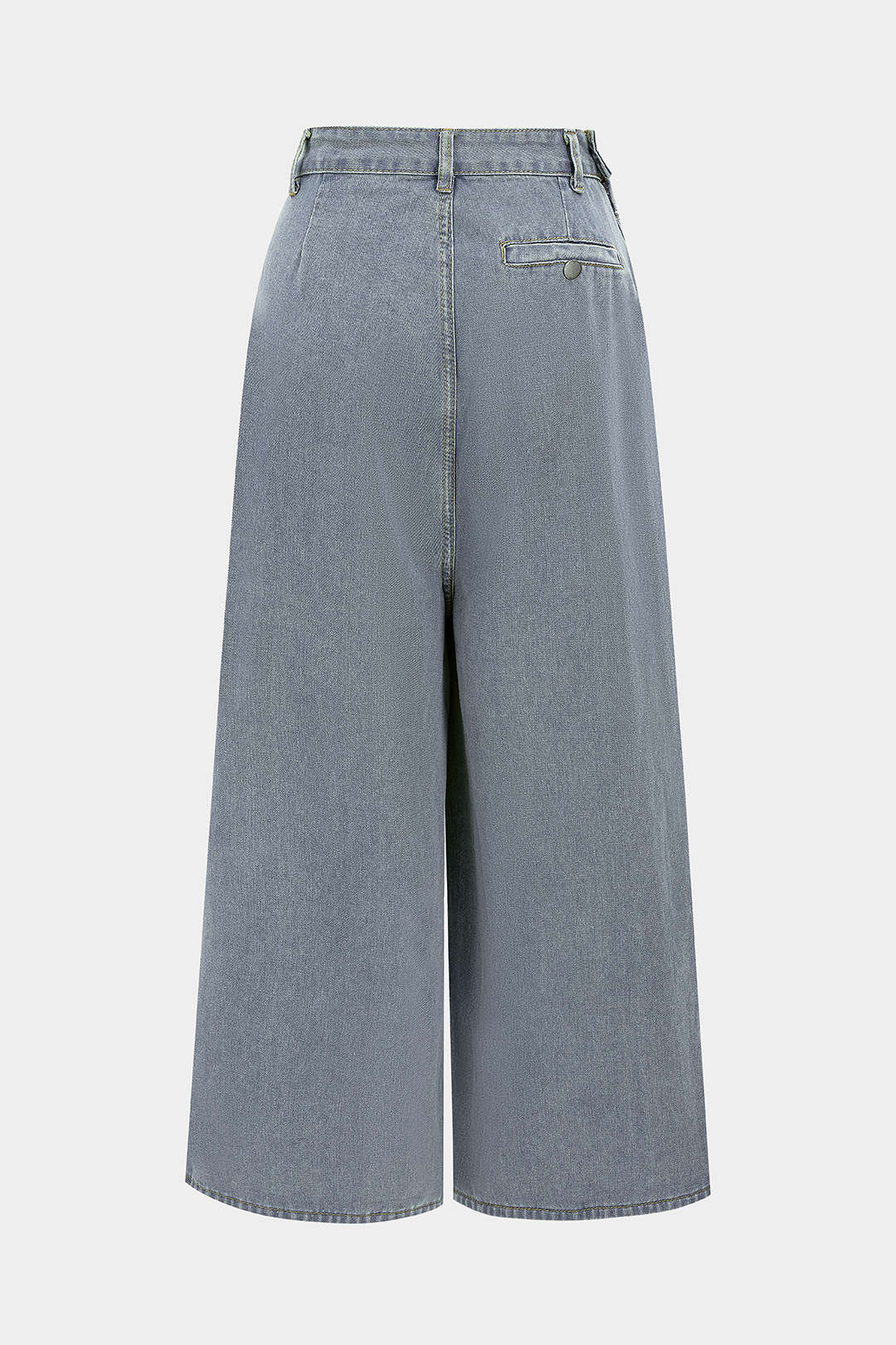 Denim High Waist Ruched Wide Leg Jeans