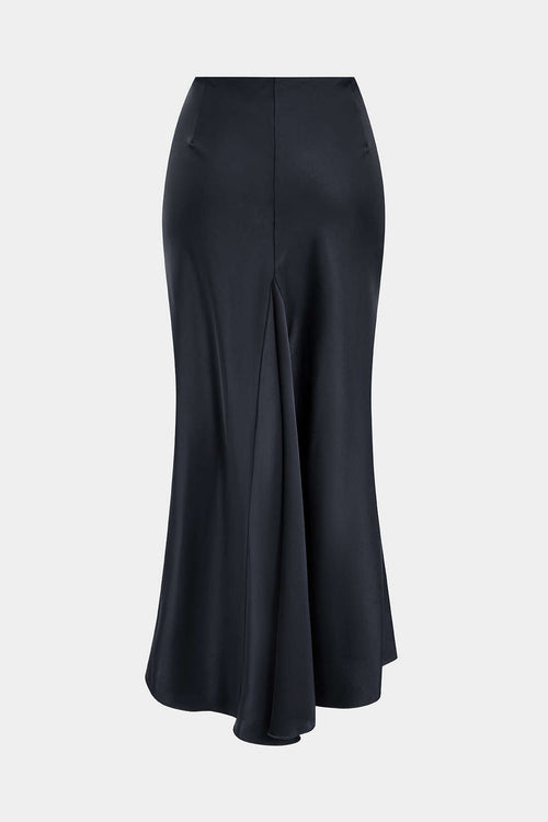 Satin Ruffle Ruched Asymmetrical Skirt