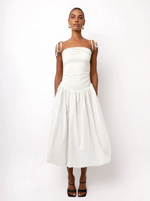Knotted Adjustable Strap Midi Dress