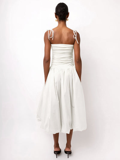 Knotted Adjustable Strap Midi Dress
