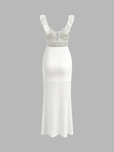 Avelynn White Knitted Maxi Dress